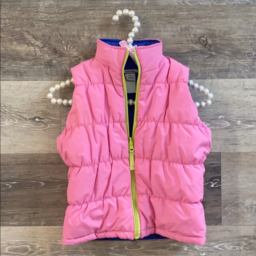 Hartstrings Pink & Lime Green Puff Vest size 5/6t